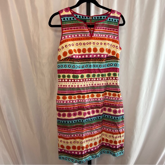 Talbots Retro Floral Stripe Sleeveless Dress, size 8 - Picture 1 of 7